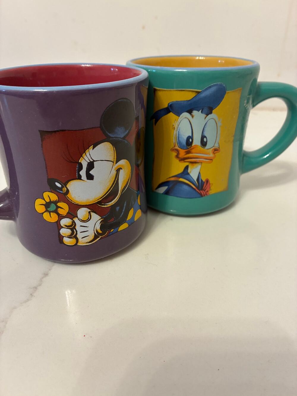 Disney Donald Duck and Minnie Mouse Mugs Ceramic Retro 2 Mugs